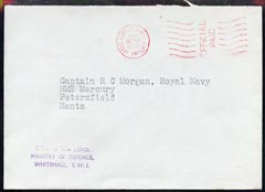 Great Britain 1972 Official cover from Second Sea Lord, Ministry of Defence, Whitehall, Royal Coat of Arms on reverse (Military Mail), stamps on 