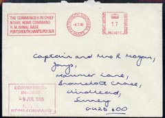 Great Britain 1985 cover from Commander in Chief, Naval Home Command, Portsmouth (Military Mail), stamps on 