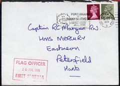 Great Britain 1974 cover from Flag Officer, First Flotilla, Portsmouth, Royal Coat of Arms on reverse (Military Mail), stamps on , stamps on  stamps on great britain 1974 cover from flag officer, stamps on  stamps on  first flotilla, stamps on  stamps on  portsmouth, stamps on  stamps on  royal coat of arms on reverse (military mail)