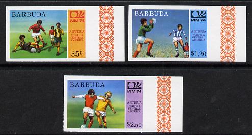 Barbuda 1974 World Cup Football imperf set of 3 (as SG 168-70) unmounted mint, stamps on , stamps on  stamps on football  sport