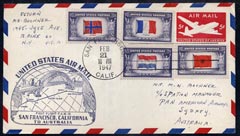 United States 1947 First Flight cover to Australia with special Golden Gate FAM 19 cachet , stamps on , stamps on  stamps on united states 1947 first flight cover to australia with special golden gate fam 19 cachet 