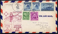 United States 1949 First Flight cover to Switzerland (Chicago to Zurich) with special FAM 27 cachet , stamps on , stamps on  stamps on united states 1949 first flight cover to switzerland (chicago to zurich) with special fam 27 cachet 