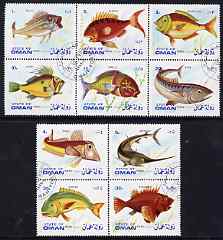 Oman 1972 Fish perf set of 10 cto used, stamps on fish     marine-life