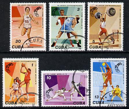 Cuba 1978 Cent American & Carib Games cto set of 6, SG 2466-71*, stamps on sport    boxing    fencing     running   basketball   volleyball  weightlifting     