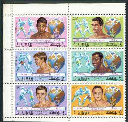 Ajman 1971 Olympic Boxers set of 6 unmounted mint Mi 1054-59A, stamps on , stamps on  stamps on sport     boxing     olympics