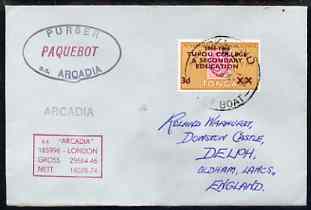 Tonga used in Auckland (New Zealand) 1968 Paquebot cover to England carried on SS Arcadia with various paquebot and ships cachets, stamps on , stamps on  stamps on paquebot