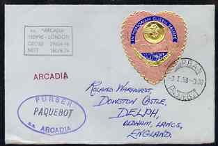 Tonga used in Durban (South Africa) 1968 Paquebot cover to England carried on SS Arcadia with various paquebot and ships cachets, stamps on paquebot