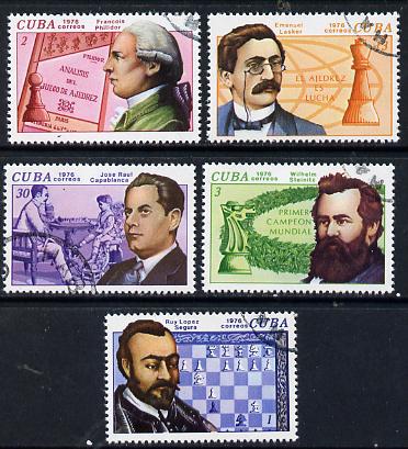 Cuba 1976 History of Chess cto set of 5, SG 2274-78*, stamps on chess
