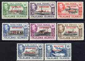 Falkland Islands Dependencies - South Shetlands 1944 KG6 opt'd set of 8 unmounted mint, SG D1-8, stamps on , stamps on  stamps on , stamps on  stamps on  kg6 , stamps on  stamps on 