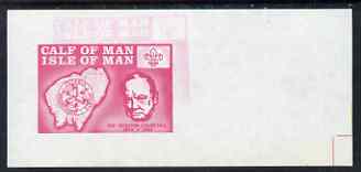Calf of Man 1973 Churchill & Map (with Scout Logo) imperf m/sheet with blue & rouletting omitted & rose colour doubled unmounted mint (as Rosen CA251MS var)  , stamps on 