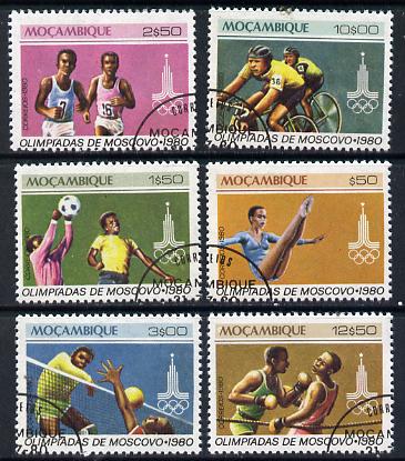 Mozambique 1980 Olympic Games, Moscow cto set of 6, SG 826-31*, stamps on , stamps on  stamps on olympics   sport  gymnastics   football  running  volleyball   bicycles   boxing, stamps on  stamps on  gym , stamps on  stamps on gymnastics, stamps on  stamps on 