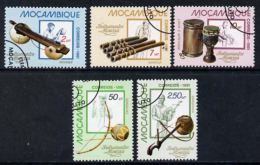 Mozambique 1981 Musical Instruments cto set of 5, SG 864-68*, stamps on , stamps on  stamps on music, stamps on  stamps on musical instruments