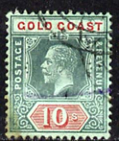 Gold Coast 1913-21 KG5 10s fine used very slight discolouration lower left corner, SG83a, stamps on , stamps on  kg5 , stamps on 