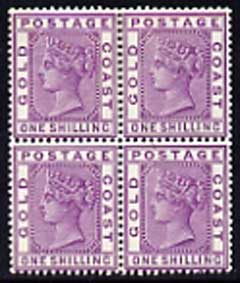 Gold Coast 1884-91 QV 1s bright mauve fine mint block of 4, 2 stamps unmounted, SG18a, stamps on , stamps on  stamps on , stamps on  stamps on  qv , stamps on  stamps on 
