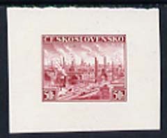 Czechoslovakia 1938 cut down Die Proof of 50h ARMAMENTS FACTORIES in red, as SG 388, stamps on 