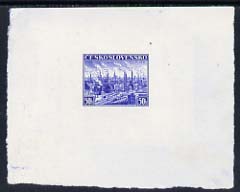 Czechoslovakia 1938 Die Proof of 50h ARMAMENTS FACTORIES in blue, as SG 388, stamps on 