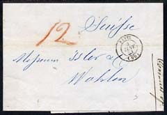 France 1851 entire to Wholen, Switzerland, stamps on , stamps on  stamps on france 1851 entire to wholen, stamps on  stamps on  switzerland