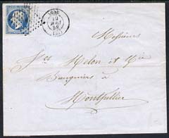 France 1858 wrapper to Montpellier bearing imperf 20c, stamps on 
