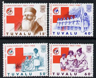 Tuvalu 1988 Red Cross set of 4 unmounted mint, SG 518-21*, stamps on medical, stamps on red cross, stamps on nurses