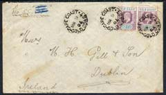 Gold Coast 1902 cover to Dublin bearing 2x KE7 1/2d tied CAPE COAST cds endorsed per SS Sobo with the name crossed out, b/stamped H&K Packet, stamps on , stamps on  ke7 , stamps on 