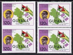 Guyana 1986 Pres Burnham Commem 120c imperf pair (plus perf normal pr) unmounted mint SG 1909var , stamps on , stamps on  stamps on constitutions