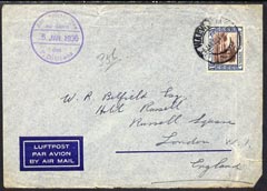 South West Africa 1936 cover to England franked pictorial 1s cancelled Walvis Bay cds with fine P D Ubena cachet in violet, cover creased, stamps on 