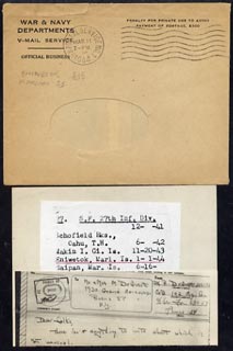 Marshall Islands 1944 V-Mail complete with envelope to New York censored in Marshall Is, stamps on , stamps on  stamps on marshall islands 1944 v-mail complete with envelope to new york censored in marshall is