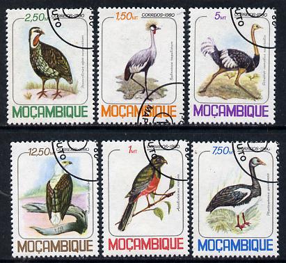 Mozambique 1980 Birds cto set of 6, SG 832-37*, stamps on , stamps on  stamps on birds    cranes    ostriches     eagles    goose     birds of prey