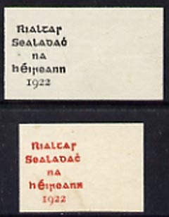 Ireland 1922 Dollard optd proofs in black and red on ungummed stamp sized pieces authorized h/stamp on backs, stamps on , stamps on  stamps on ireland 1922 dollard optd proofs in black and red on ungummed stamp sized pieces authorized h/stamp on backs