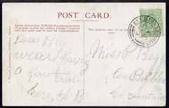 Ireland 1907 PPC (Irish International Exhibition) bearing Great Britain 1/2d with exhibition cancel to Co Antrim, stamps on , stamps on  stamps on ireland 1907 ppc (irish international exhibition) bearing great britain 1/2d with exhibition cancel to co antrim