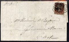 Great Britain 1841 entire Rathkeale to Cork bearing 1d red imperf (damaged) tied by black maltese cross, stamps on , stamps on  qv , stamps on 