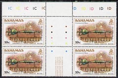 Bahamas 1981 Ceremonial Mace 10c opt'd Finance Ministers' Meeting unmounted mint gutter block of 4 with wmk inverted, SG 595w , stamps on , stamps on  stamps on bahamas 1981 ceremonial mace 10c opt'd finance ministers' meeting unmounted mint gutter block of 4 with wmk inverted, stamps on  stamps on  sg 595w 