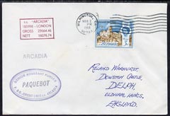 Bermuda used in Wilmington (California) 1968 Paquebot cover to England carried on SS Arcadia with various paquebot and ships cachets