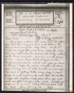 British Occupations of Italian Colonies - MEF 1942 Airgraph to Hereford, Crown & Circle censor mark (Stephens ME/33), stamps on , stamps on  stamps on british occupations of italian colonies - mef 1942 airgraph to hereford, stamps on  stamps on  crown & circle censor mark (stephens me/33)