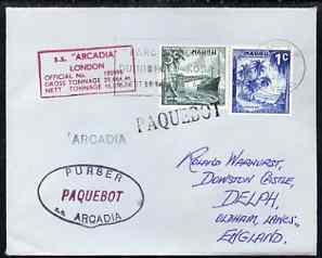 Nauru used in Dakar (Senegal) 1968 Paquebot cover to England carried on SS Arcadia with various paquebot and ships cachets, stamps on , stamps on  stamps on paquebot