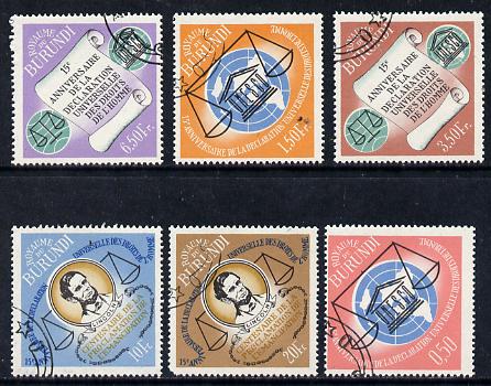 Burundi 1963 Human Rights cto set of 6, SG 66-71, stamps on , stamps on  stamps on , stamps on  stamps on  law , stamps on  stamps on personalities, stamps on  stamps on lincoln, stamps on  stamps on americana, stamps on  stamps on human rights, stamps on  stamps on 