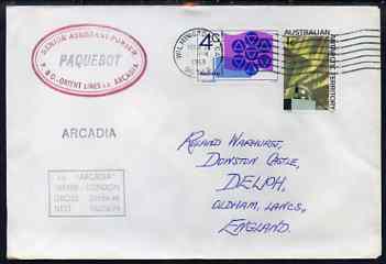 Australia used in Wilmington (California) 1968 Paquebot cover to England carried on SS Arcadia with various paquebot and ships cachets, stamps on , stamps on  stamps on paquebot