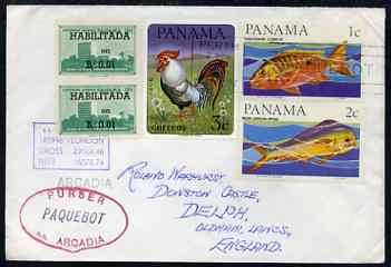 Panama used in Perth (Western Australia) 1968 Paquebot cover to England carried on SS Arcadia with various paquebot and ships cachets, stamps on , stamps on  stamps on paquebot