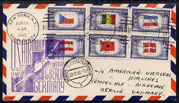 United States 1946 First Flight cover to Germany with special FAM 24 cachet , stamps on , stamps on  stamps on united states 1946 first flight cover to germany with special fam 24 cachet 