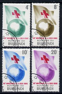 Burundi 1963 Red Cross perf set of 4 cto used, SG 57-60*, stamps on flags, stamps on medical, stamps on red cross