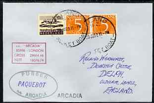 Netherlands used in Auckland (New Zealand) 1968 Paquebot cover to England carried on SS Arcadia with various paquebot and ships cachets, stamps on , stamps on  stamps on paquebot