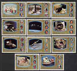 Fujeira 1972 Apollo Space Programme perf set of 11 cto used, Mi 1344-54*, stamps on , stamps on  stamps on space