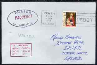 United States used in Perth (Western Australia) 1968 Paquebot cover to England carried on SS Arcadia with various paquebot and ships cachets, stamps on , stamps on  stamps on paquebot