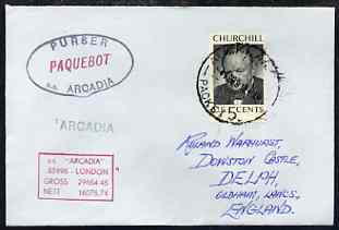 United States used in Auckland (New Zealand) 1968 Paquebot cover to England carried on SS Arcadia with various paquebot and ships cachets, stamps on , stamps on  stamps on paquebot