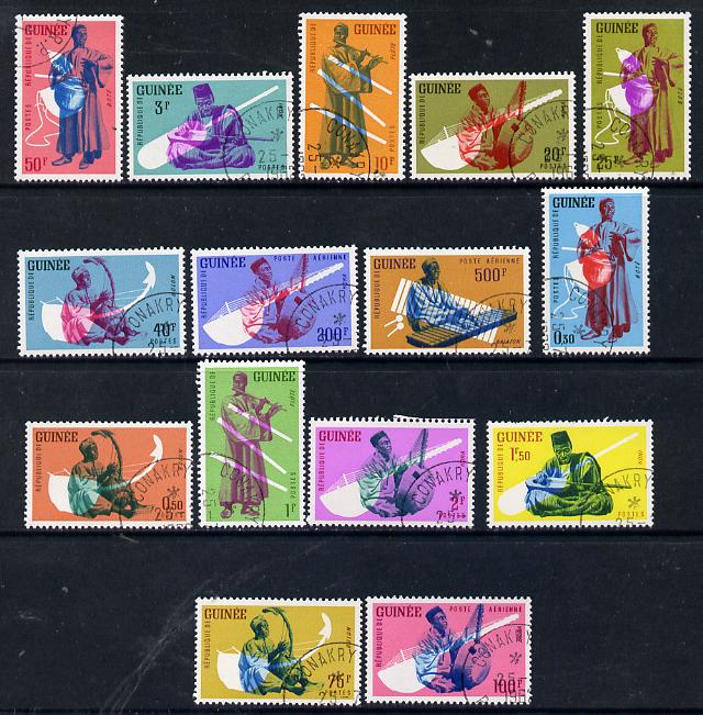 Guinea - Conakry 1962 Native Musicians cto set of 15, SG 311-25*, stamps on , stamps on  stamps on music