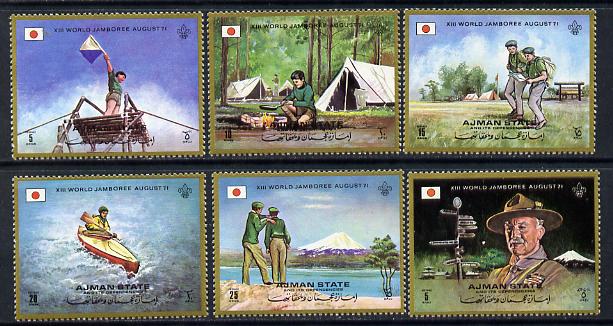 Ajman 1971 Scouts perf set of 6 unmounted mint, Mi 1047-52*, stamps on , stamps on  stamps on scouts, stamps on  stamps on mountains