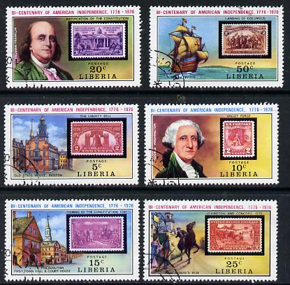 Liberia 1975 USA Bicentenary cto set of 6, SG 1233-38*, stamps on constitution   history   ships    stamp on stamp     americana, stamps on stamponstamp, stamps on scots, stamps on scotland
