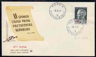 Yugoslavia - Trieste 1953 Marshall Tito on illustrated unaddressed cover with first day cancels, stamps on 
