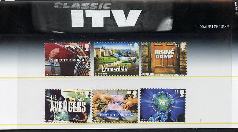 Great Britain 2005 50th Anniversary of Independent Television perf set of 6 in official presentation pack unmounted mint SG 2561-66, stamps on communications, stamps on  tv , stamps on 