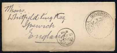 Tonga 1900c Government frank on envelope (folded as a wrapper) pmk'd Nuku'alofa (no year), stamps on , stamps on  stamps on tonga 1900c government frank on envelope (folded as a wrapper) pmk'd nuku'alofa (no year)